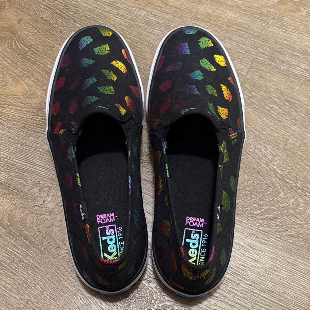 Keds Black Slip-On Sneakers with Colorful Design